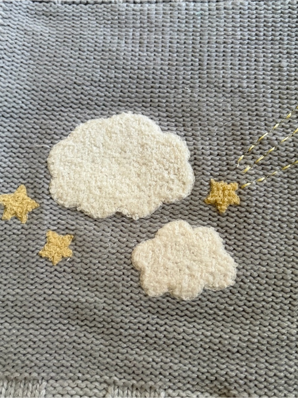 Pottery Barn Kids Hippo Heirloom Sherpa-Backed Patchwork Knit Baby Blanket 30x40 - Picture 4 of 9